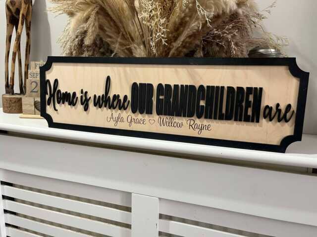 Home Is Where My Grandkids Are -Street Sign 3D Look Personalised Wall Mount -New Style - Decor Upto 12 Names Laser Cut Home - image 1