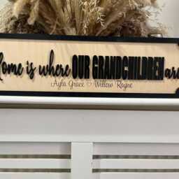 Home Is Where My Grandkids Are -Street Sign 3D Look Personalised Wall Mount -New Style - Decor Upto 12 Names Laser Cut Home - thumbnail 3