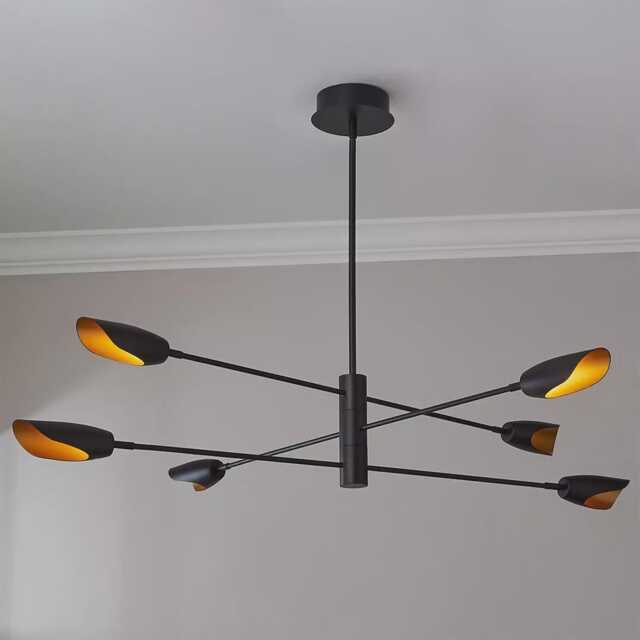 1950'smid Century 6 Light Celling Flush Mount Fixture Pendant Cosmic Duo Regolith Modern Brass Starscape Three-Tier Chandelier - image 1