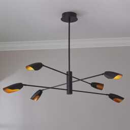 1950'smid Century 6 Light Celling Flush Mount Fixture Pendant Cosmic Duo Regolith Modern Brass Starscape Three-Tier Chandelier - thumbnail 3