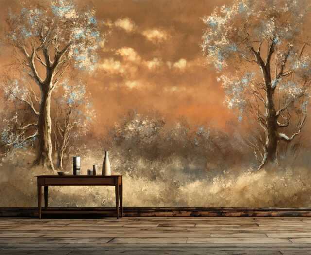 Winter Misty Morning Landscape Wallpaper Mural, Peel & Stick Art Print - image 1