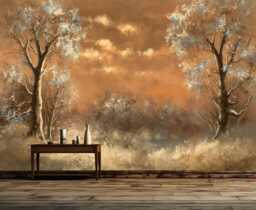 Winter Misty Morning Landscape Wallpaper Mural, Peel & Stick Art Print - thumbnail 1