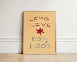 Long Live Boy Hood Print, Boy's Bedroom Illustration Wall Art, Kid's Room Eclectic Play Print Unframed - thumbnail 1