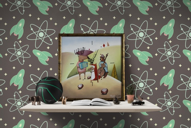 Animal Kids Wall Clock Cartoon Illustrated Kids Boy's Birthday Bear Fox & Deer - image 1