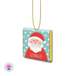 10 Personalised Father Christmas Santa Milk Chocolate Xmas Tree Decorations - thumbnail 3