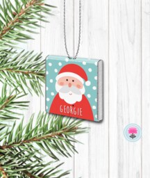 10 Personalised Father Christmas Santa Milk Chocolate Xmas Tree Decorations - thumbnail 1