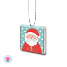 10 Personalised Father Christmas Santa Milk Chocolate Xmas Tree Decorations - thumbnail 2