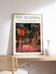 Japanese Buddhist Art Print, Meditation Home Decor, Floral - thumbnail 1