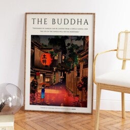 Japanese Buddhist Art Print, Meditation Home Decor, Floral - thumbnail 2
