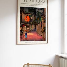 Japanese Buddhist Art Print, Meditation Home Decor, Floral - thumbnail 3