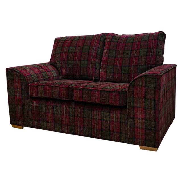 Luxe Dallas Two Seater Sofa Modern Minimalist Red Tartan Couch, British Made - image 1