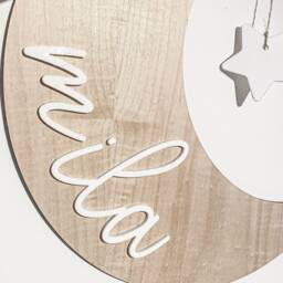 Personalised Moon & Stars Hanging Name Decoration - Nursery Mobile Wall New Baby Gift Or Christening Sign - thumbnail 2