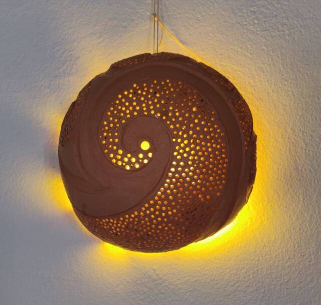 Outdoor Lamp, Garden Lantern, Ceramichedera Shop, Italian Ceramic Art, Home Wall Or Table Wireless Floor Terracotta Battery Lamp - image 1