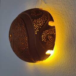 Outdoor Lamp, Garden Lantern, Ceramichedera Shop, Italian Ceramic Art, Home Wall Or Table Wireless Floor Terracotta Battery Lamp - thumbnail 2