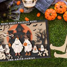 Personalized Halloween Desk Place, Haunted House Sign, Rustic Fall Door Ghost Wood Nightmare Decor, Season Wall Decor - thumbnail 4