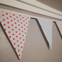 Star Fabric Bunting - Coloured Stars On A White Background 2 Or 3 Metres. Choice Of Colour Combination - thumbnail 2