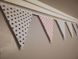 Star Fabric Bunting - Coloured Stars On A White Background 2 Or 3 Metres. Choice Of Colour Combination - thumbnail 1