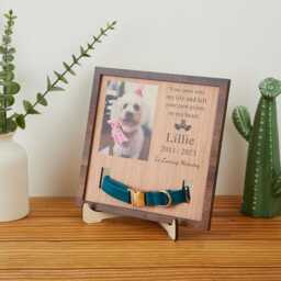 Custom Memorial Standing Frame, Memorial Pet Collar With Photo, Puppy Wood Frame Display, Pet Loss Gifts, in Loving Memory - thumbnail 3