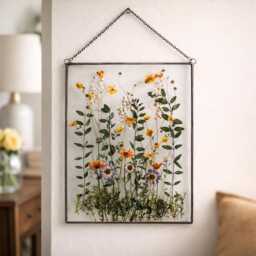 Pressed Flower Glass Art Handmade Botanical Wall Decor - thumbnail 3