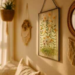 Pressed Flower Glass Art Handmade Botanical Wall Decor - thumbnail 2