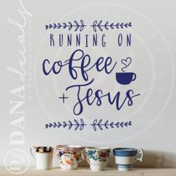 Coffee & Jesus Vinyl Wall Decal - Farmhouse Kitchen Decor - thumbnail 1