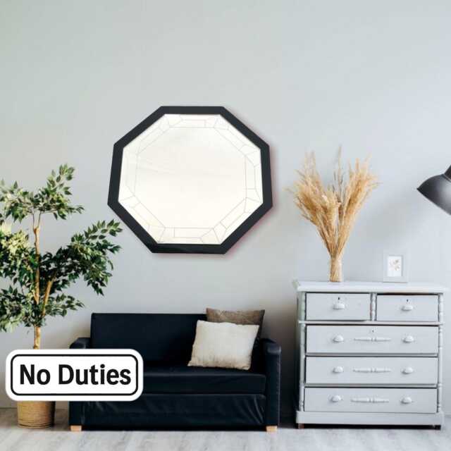 Octagon Shaped Mirrors With A Colour Frame Of Your Choice & Hooks, Bespoke Shapes Made - image 1
