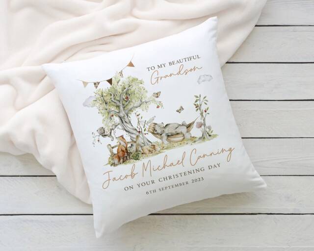 Personalised Christening Gift, Baptism Keepsake Cushion For Boys, Naming Day Gift Son, Grandson, Godson, Nephew - image 1