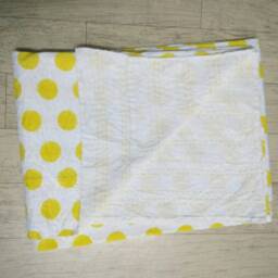 Indian Handmade Polka Dot Print Kantha Quilt, Kantha Bedspread Size Multi - thumbnail 4