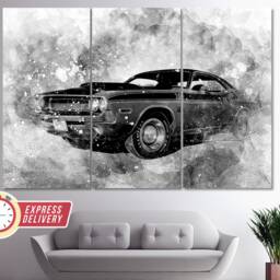 Vintage Dodge Challenger Canvas Print, Muscle Car Wall Art, Sport Canvas, Photo - thumbnail 4