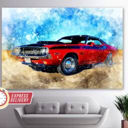 Vintage Dodge Challenger Canvas Print, Muscle Car Wall Art, Sport Canvas, Photo - thumbnail 3