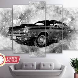 Vintage Dodge Challenger Canvas Print, Muscle Car Wall Art, Sport Canvas, Photo - thumbnail 2