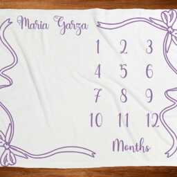 Baby Milestone Blanket Lavender Coquette Bow Girl Ribbon Month Marker Personalized Shower Gift New Mom - thumbnail 2