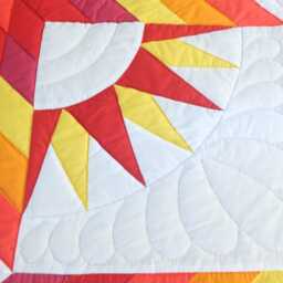 Custom Mariner Star Quilt, Amish Hand Stitched Quilt, Pink Yellow Orange Red Bed Cover, Heirloom Hand Quilted Fine Craftsmanship - thumbnail 4