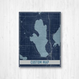 Custom Map, City Map Of Hometown, Print, Dark Blue Vintage Illustration, Street Wall Art - thumbnail 2