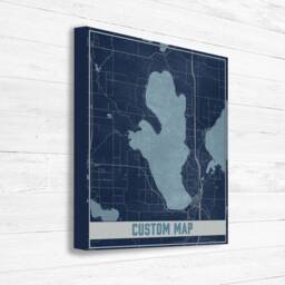 Custom Map, City Map Of Hometown, Print, Dark Blue Vintage Illustration, Street Wall Art - thumbnail 3