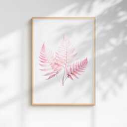Pink Prints Wall Art Bedroom Set Of 3 Fashion Heart Print Decor Botancial Feather Watercolour - thumbnail 3