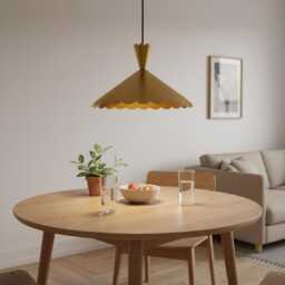 Brass Scalloped Pendant Light Cone Shade Hanging Ceiling Lamp - thumbnail 2