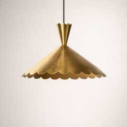 Brass Scalloped Pendant Light Cone Shade Hanging Ceiling Lamp