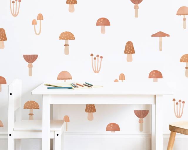 Mushroom Wall Decals - Removable, Reusable Stickers Woodland Nursery Decor, Kids Room Art - image 1