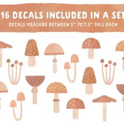 Mushroom Wall Decals - Removable, Reusable Stickers Woodland Nursery Decor, Kids Room Art - thumbnail 2