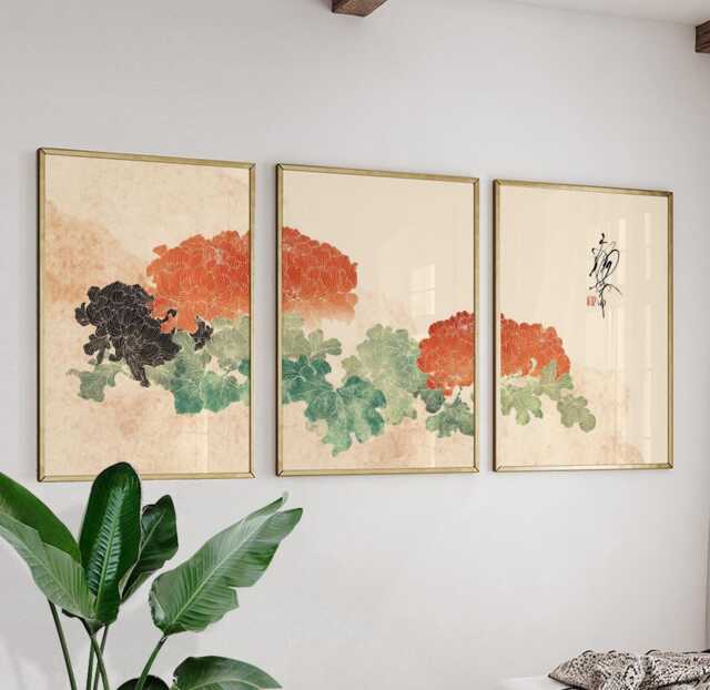 Japanese Peony Botanical Posters - Vintage Floral Wall Art Set Of 3 - image 1