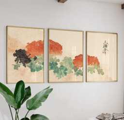 Japanese Peony Botanical Posters - Vintage Floral Wall Art Set Of 3 - thumbnail 1