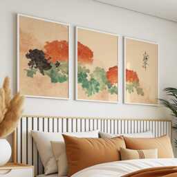 Japanese Peony Botanical Posters - Vintage Floral Wall Art Set Of 3 - thumbnail 2