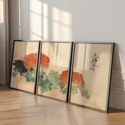 Japanese Peony Botanical Posters - Vintage Floral Wall Art Set Of 3 - thumbnail 3