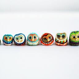 Customizable Polymer Clay Owl Figurine Colorful Barn Totem - thumbnail 3