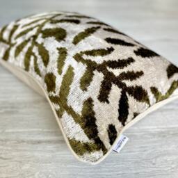 Velvet Ikat Pillow Cover Olive Branch - Decorative Cushion For Sofa Or Bed - thumbnail 2
