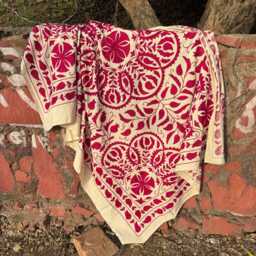 Boho Suzani Quilt Handmade Embroidered Bedding - Colorful Floral Bed Cover - thumbnail 3