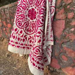 Boho Suzani Quilt Handmade Embroidered Bedding - Colorful Floral Bed Cover - thumbnail 4