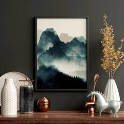 Nordic Scandinavian Set Of 3 Framed Wall Art Prints For A Calming Office Desk Decor, Teal Calming Designer Gallery - thumbnail 2