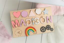 Personalized Wooden Name Puzzle, Baby Shower Gift